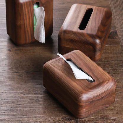 Tissue Holder Walnut Wood Magnetic Closure