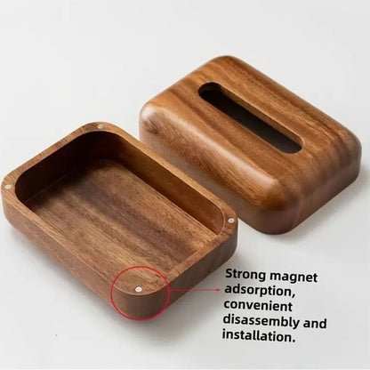 Tissue Holder Walnut Wood Magnetic Closure