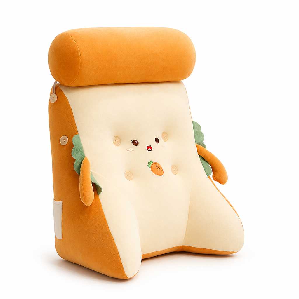 Toast-Shaped Cotton Plush Seat Pillow