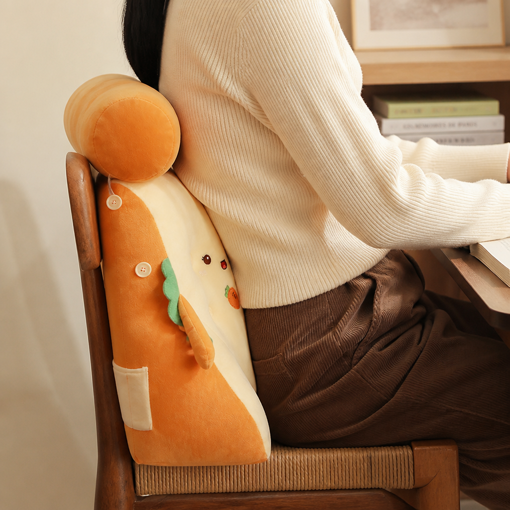 Toast-Shaped Cotton Plush Seat Pillow