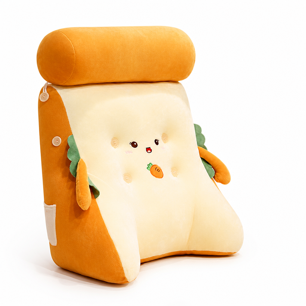 Toast-Shaped Cotton Plush Seat Pillow