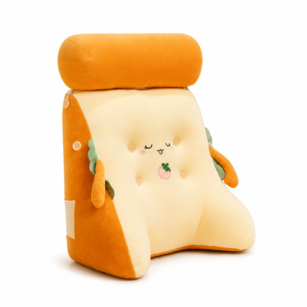 Toast-Shaped Cotton Plush Seat Pillow