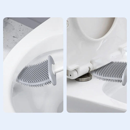 Toilet Brush Flexible Antibacterial Silicone & Wall-Mount Holder
