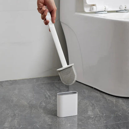 Toilet Brush Flexible Antibacterial Silicone & Wall-Mount Holder