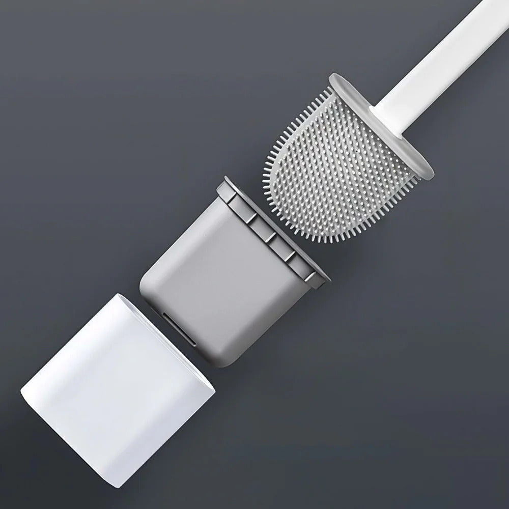 Toilet Brush Flexible Antibacterial Silicone & Wall-Mount Holder