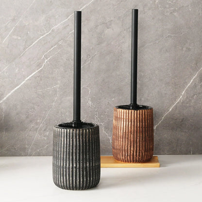 Toilet Brush & Holder Ribbed Ceramic Floor-Mounted