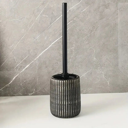 Toilet Brush & Holder Ribbed Ceramic Floor-Mounted