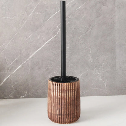 Toilet Brush & Holder Ribbed Ceramic Floor-Mounted