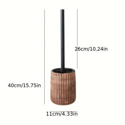Toilet Brush & Holder Ribbed Ceramic Floor-Mounted