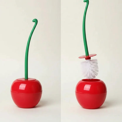 Toilet Brush Set Cherry-Shaped Holder Thick Brush Head