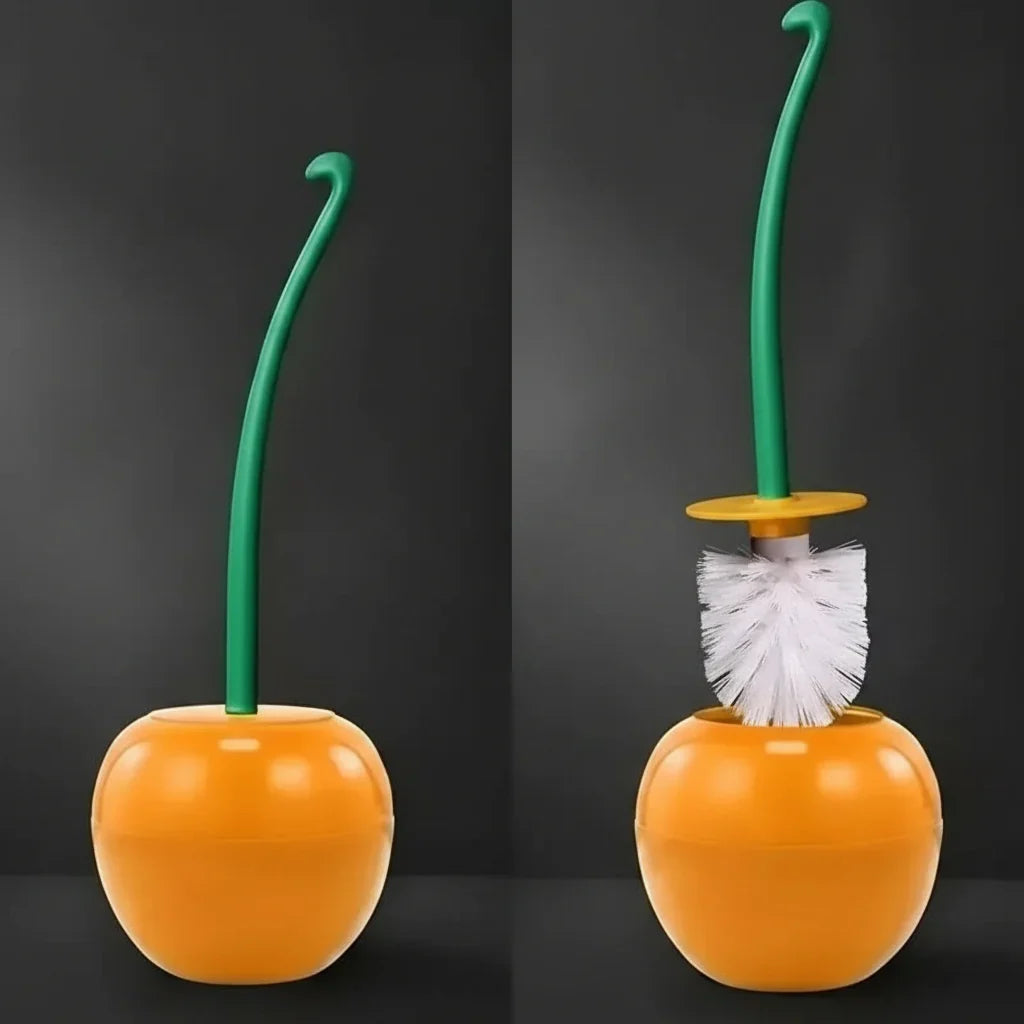 Toilet Brush Set Cherry-Shaped Holder Thick Brush Head