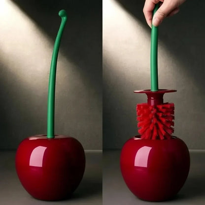 Toilet Brush Set Cherry-Shaped Holder Thick Brush Head