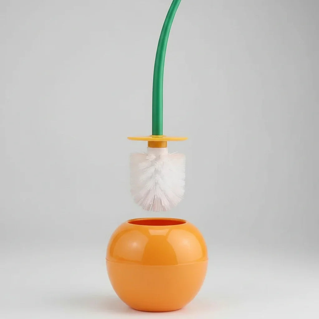 Toilet Brush Set Cherry-Shaped Holder Thick Brush Head