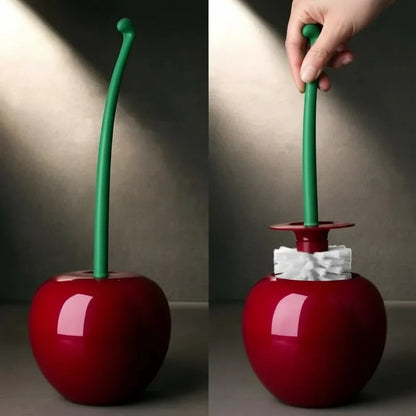 Toilet Brush Set Cherry-Shaped Holder Thick Brush Head