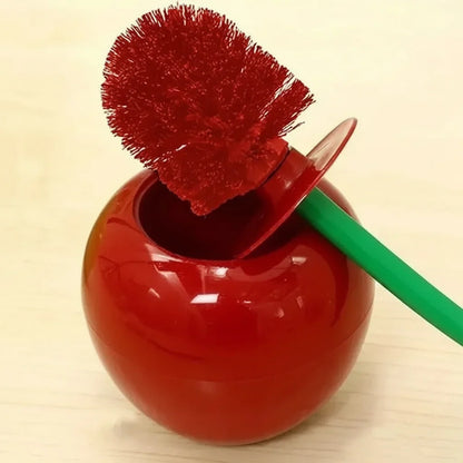 Toilet Brush Set Cherry-Shaped Holder Thick Brush Head