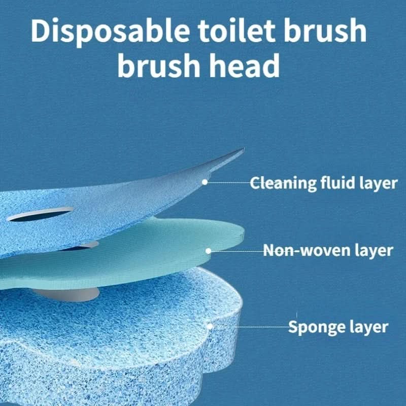 Toilet Brush Set Disposable Replaceable Heads Long Ergonomic Handle
