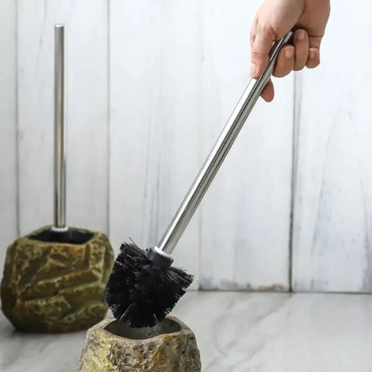 Toilet Brush Stone-Inspired Ceramic Holder Removable Handle