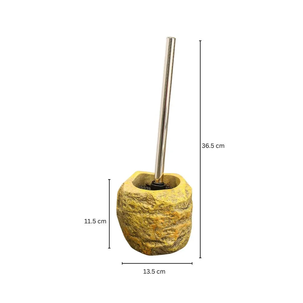 Toilet Brush Stone-Inspired Ceramic Holder Removable Handle