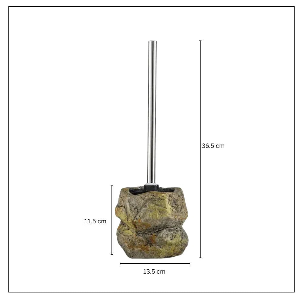 Toilet Brush Stone-Inspired Ceramic Holder Removable Handle