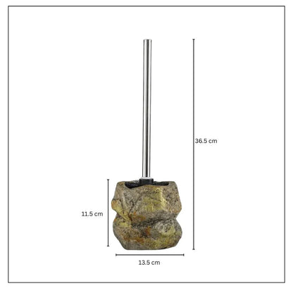 Toilet Brush Stone-Inspired Ceramic Holder Removable Handle