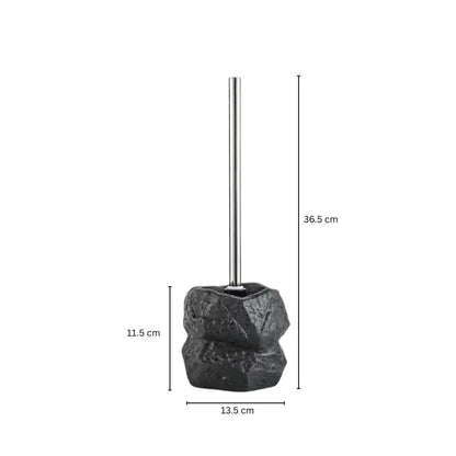 Toilet Brush Stone-Inspired Ceramic Holder Removable Handle