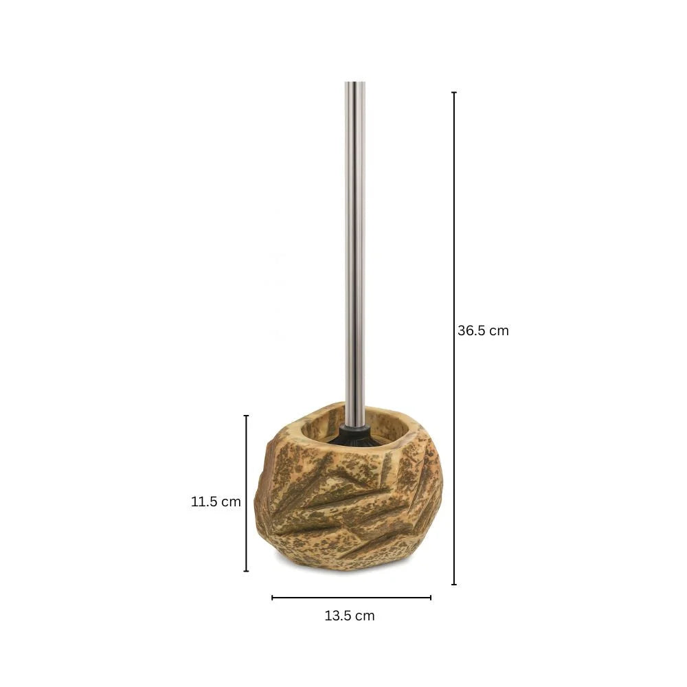 Toilet Brush Stone-Inspired Ceramic Holder Removable Handle