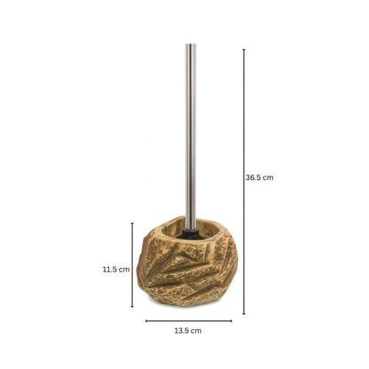 Toilet Brush Stone-Inspired Ceramic Holder Removable Handle