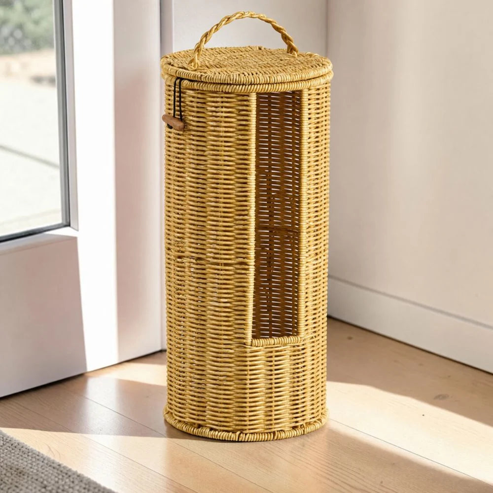 Toilet Paper Holder Braided Rope Freestanding Vertical Window