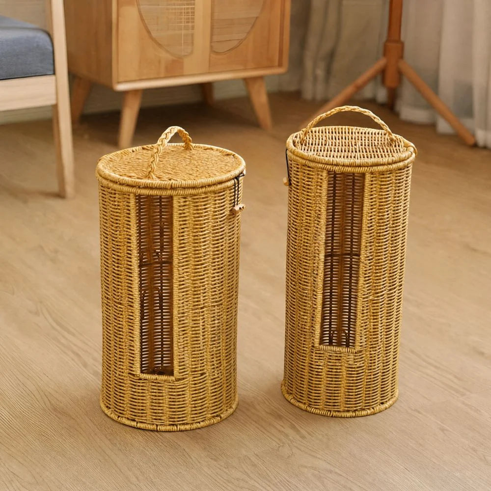 Toilet Paper Holder Braided Rope Freestanding Vertical Window
