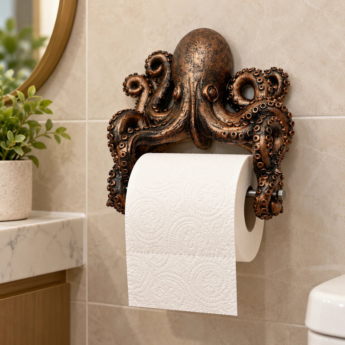 Toilet Paper Holder Coastal Sea Creature Wall-Mount