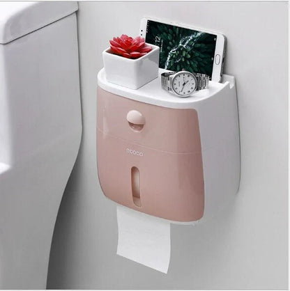 Toilet Paper Holder Wall-Mounted Waterproof Towel Storage