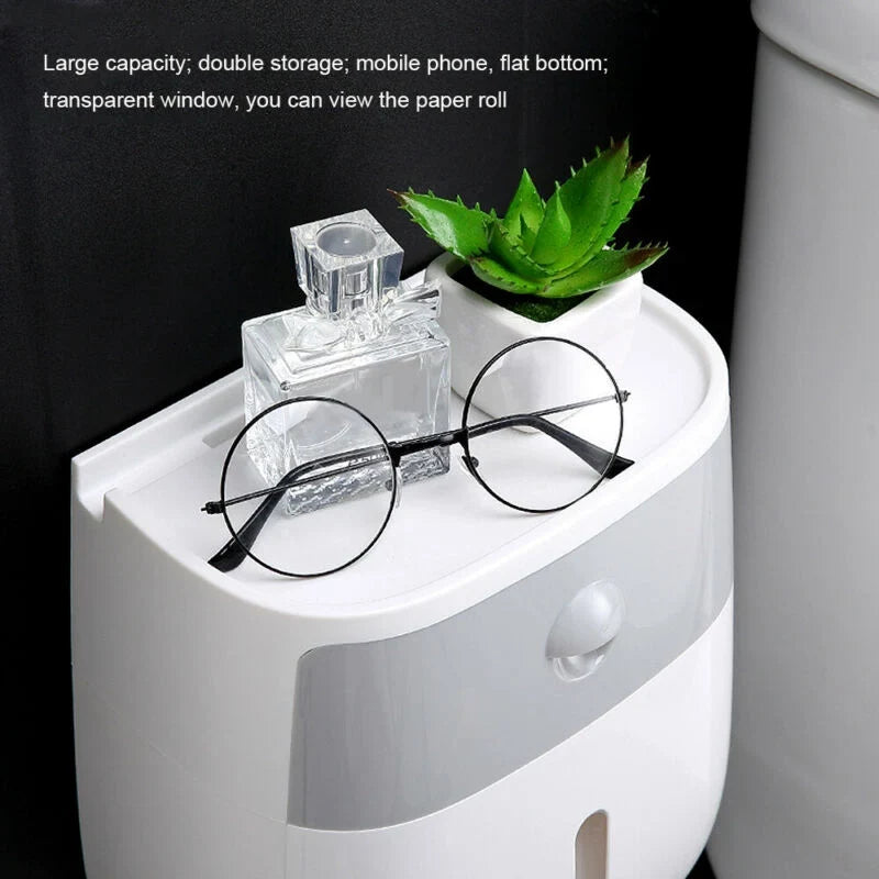 Toilet Paper Holder Wall-Mounted Waterproof Towel Storage