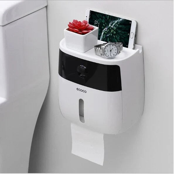 Toilet Paper Holder Wall-Mounted Waterproof Towel Storage
