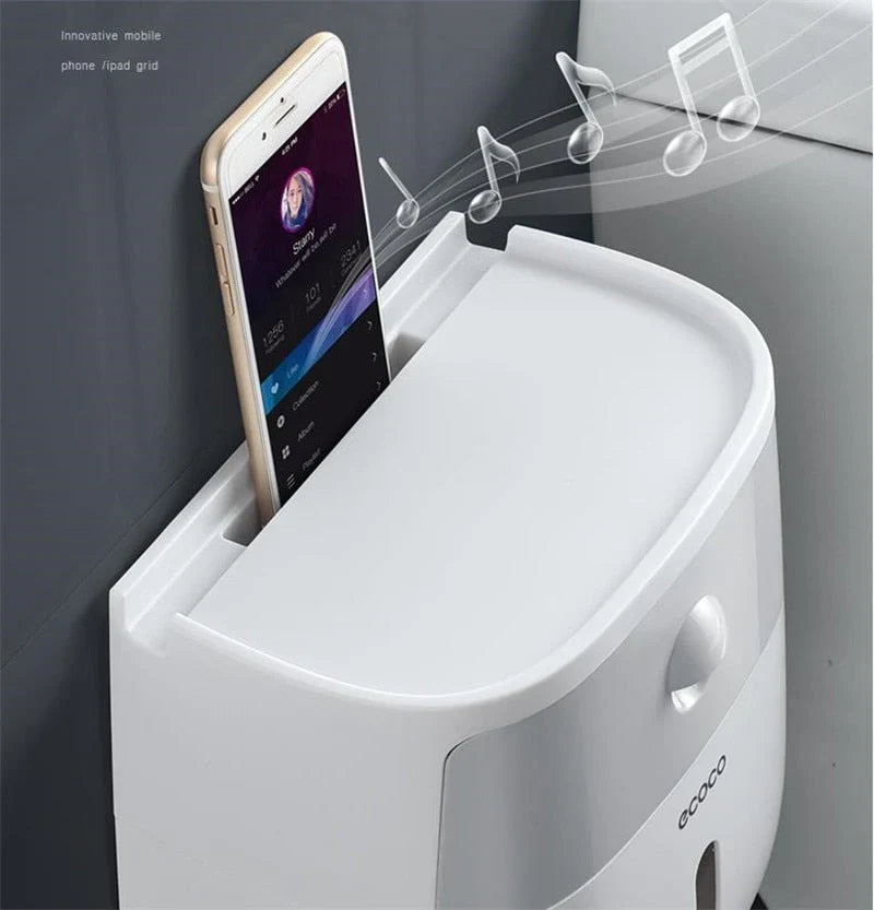 Toilet Paper Holder Wall-Mounted Waterproof Towel Storage
