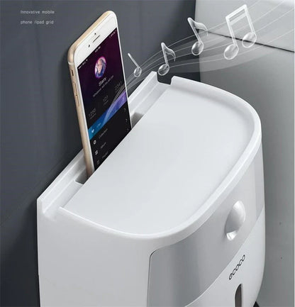 Toilet Paper Holder Wall-Mounted Waterproof Towel Storage
