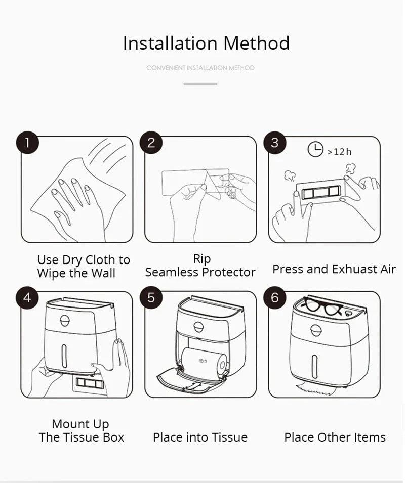 Toilet Paper Holder Wall-Mounted Waterproof Towel Storage