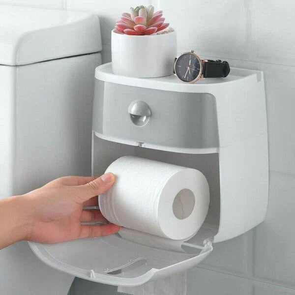 Toilet Paper Holder Wall-Mounted Waterproof Towel Storage