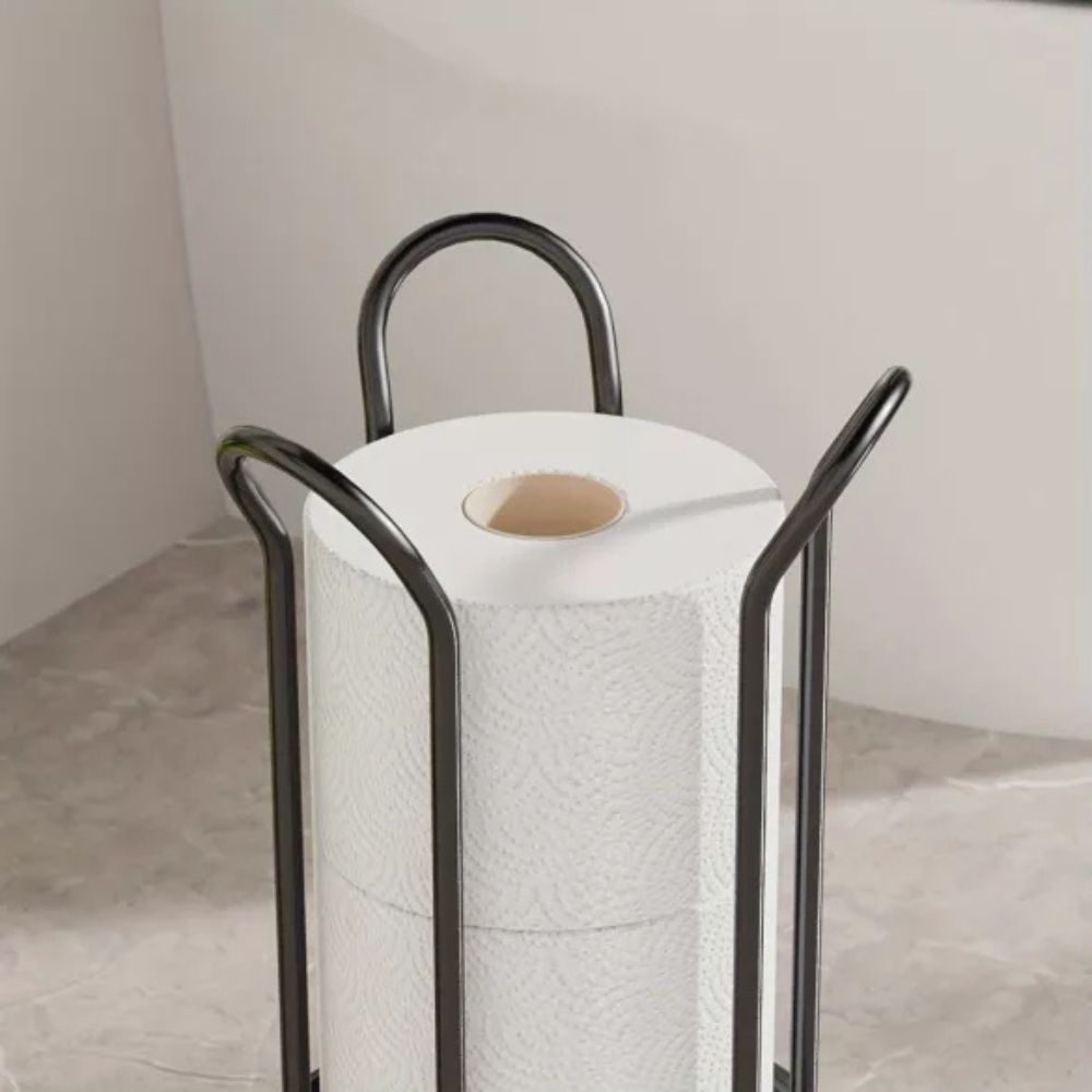 Toilet Paper Stand Chrome Plated Iron Holds Three Rolls
