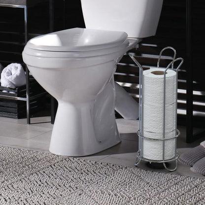 Toilet Paper Stand Chrome Plated Iron Holds Three Rolls