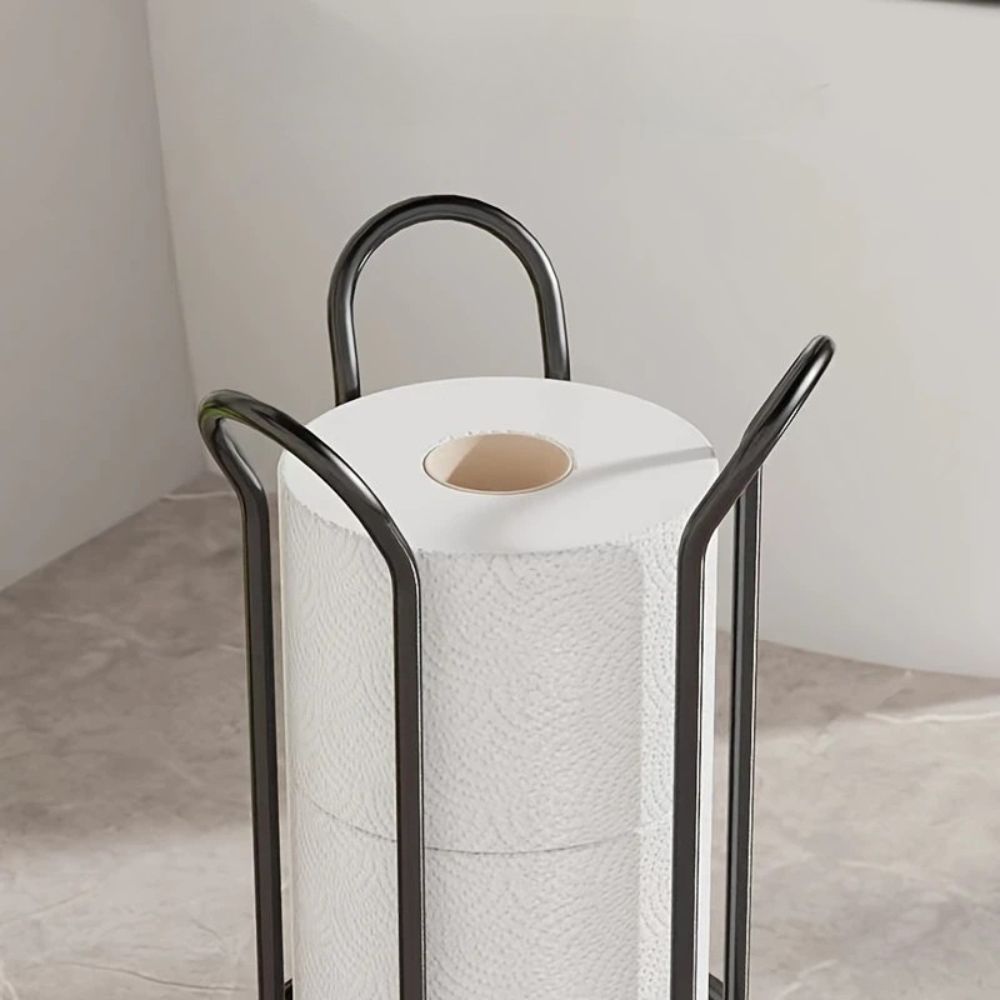 Toilet Paper Stand Chrome Plated Iron Holds Three Rolls