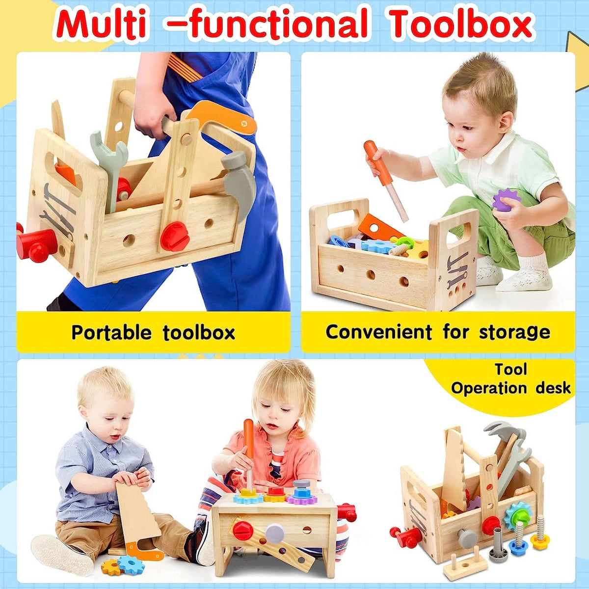 Tool Bench Wooden Storage & Child-Safe