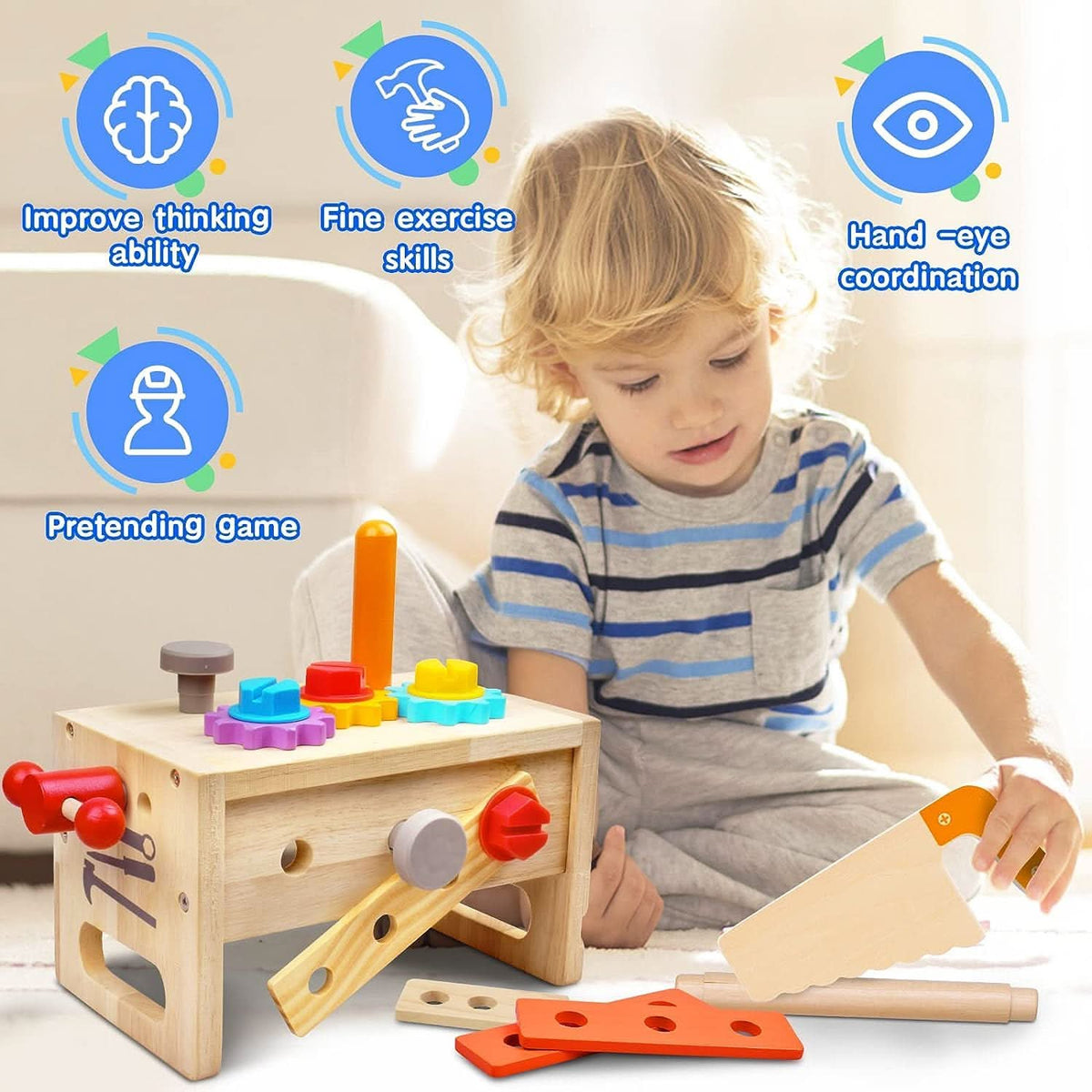 Tool Bench Wooden Storage & Child-Safe