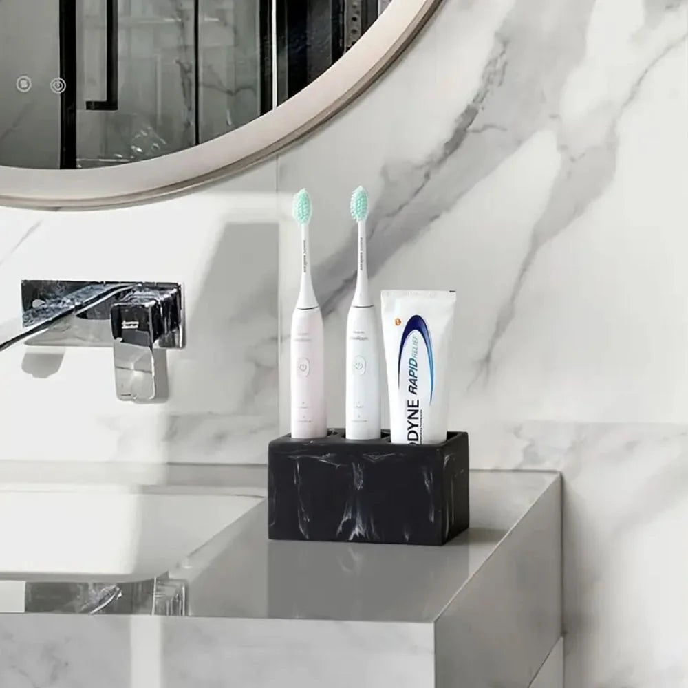 Toothbrush Holder Matte Resin Multi-Slot Organizer