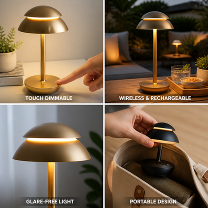 Touch-Dimmable USB Rechargeable Mushroom Table Lamp