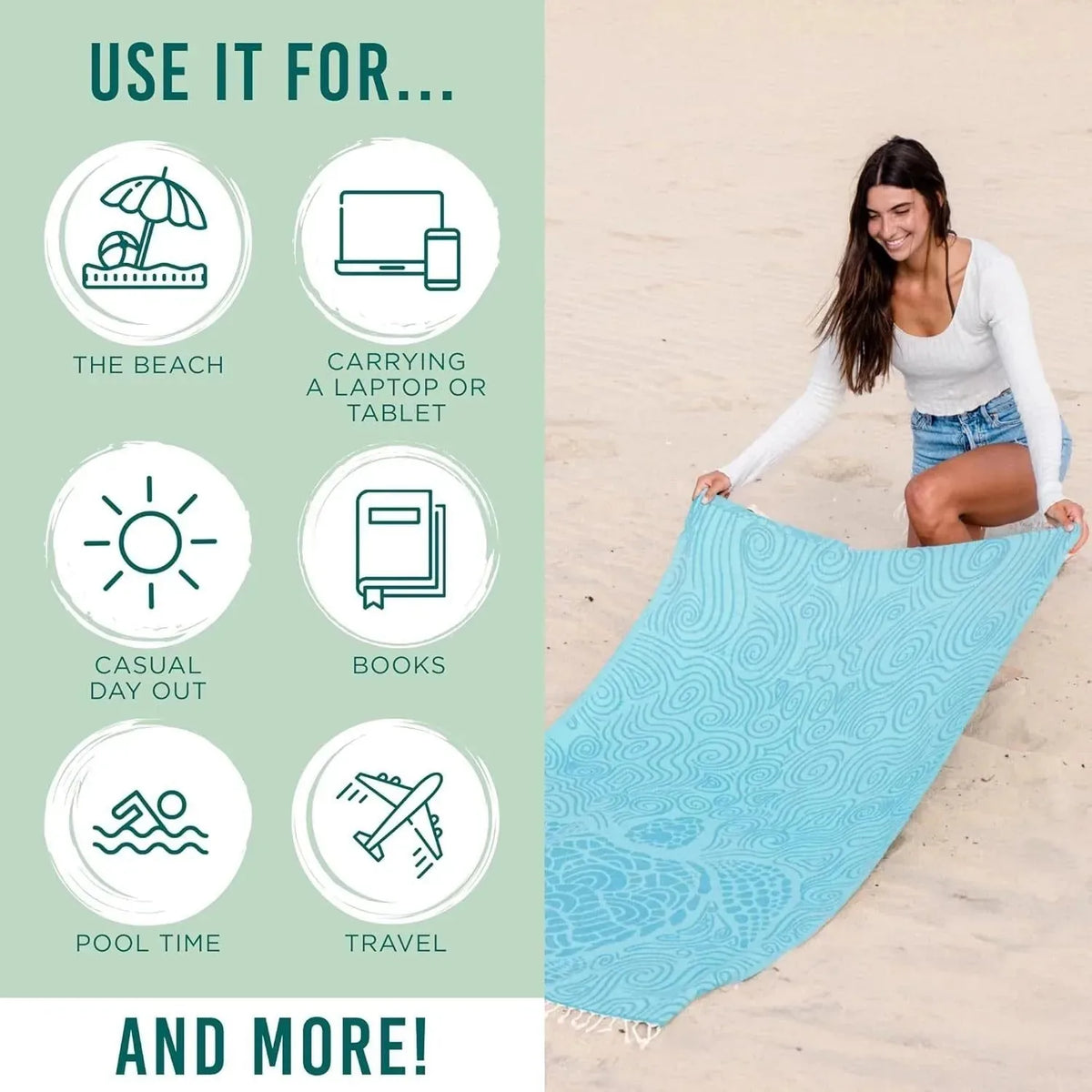 Towel Backpack Convertible Organic Cotton Sand-Resistant