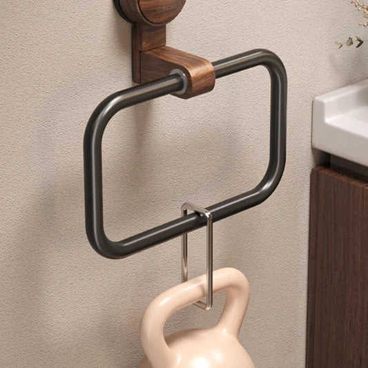 Towel Rack Suction Mount Wood & Corrosion-Resistant Aluminum