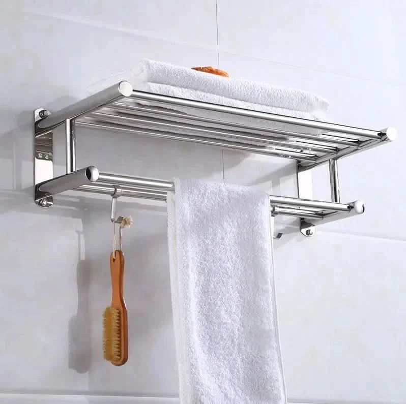 Towel Rack Wall-Mounted Stainless Steel Space-Saving