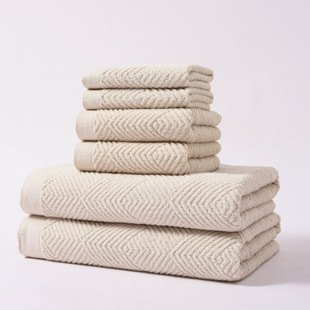 Towel Set 100% Cotton Plush Z-Weave 6-Piece