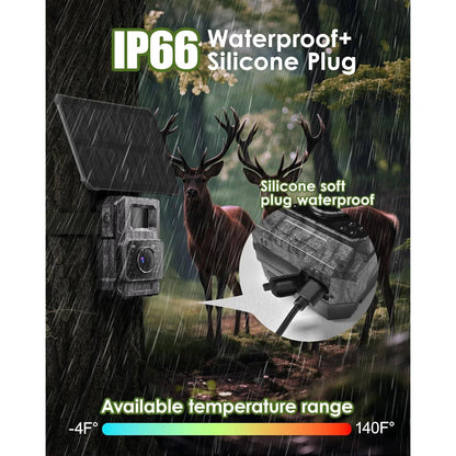 Trail Camera 4K Ultra HD Solar-Powered Night Vision