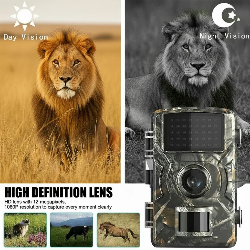 Trail Camera No-Glow Night Vision 1080P HD Video IP66 Weather-Resistant